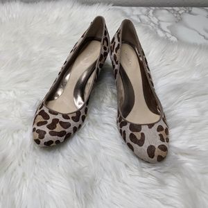 Calvin Klein Dyed Cow Fur Leopard Wedges Size 8